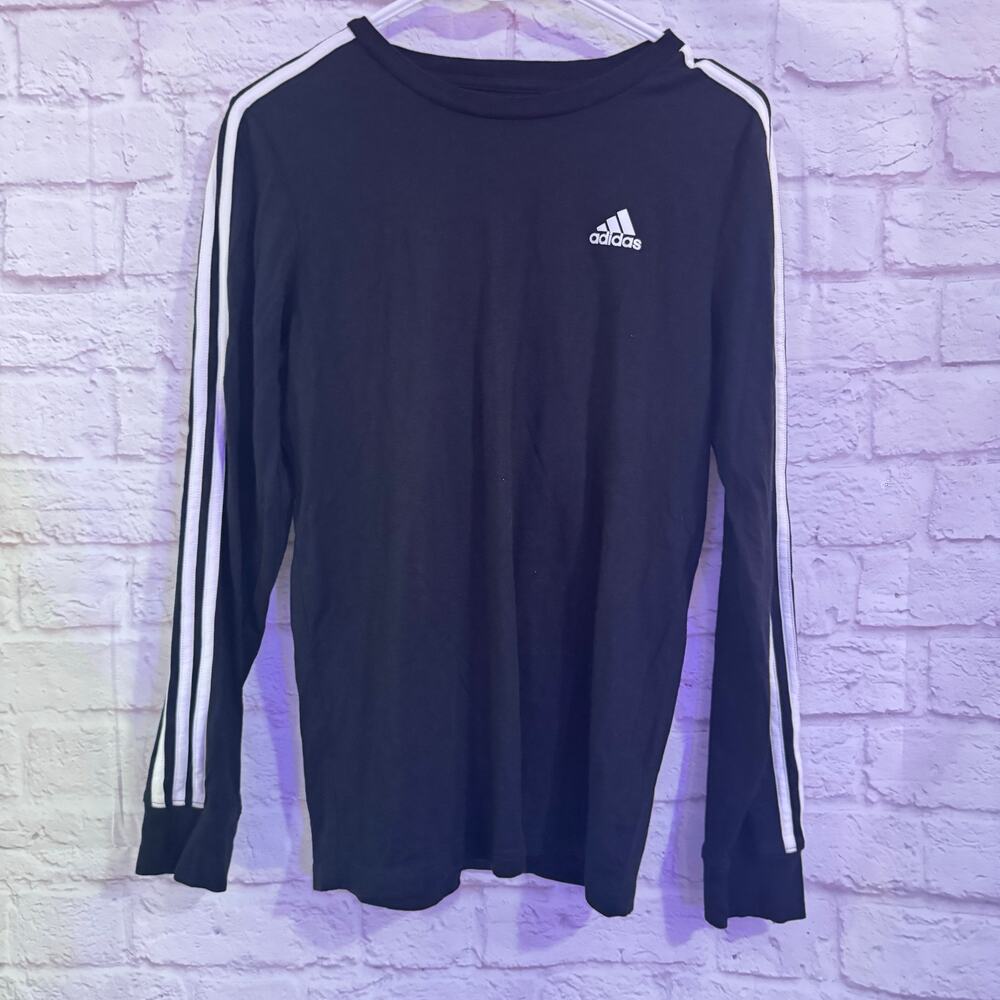 Adidas Youth L (14/16) long sleeve Black with white Stripes